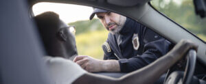 A police officer speaks to person who got pulled over